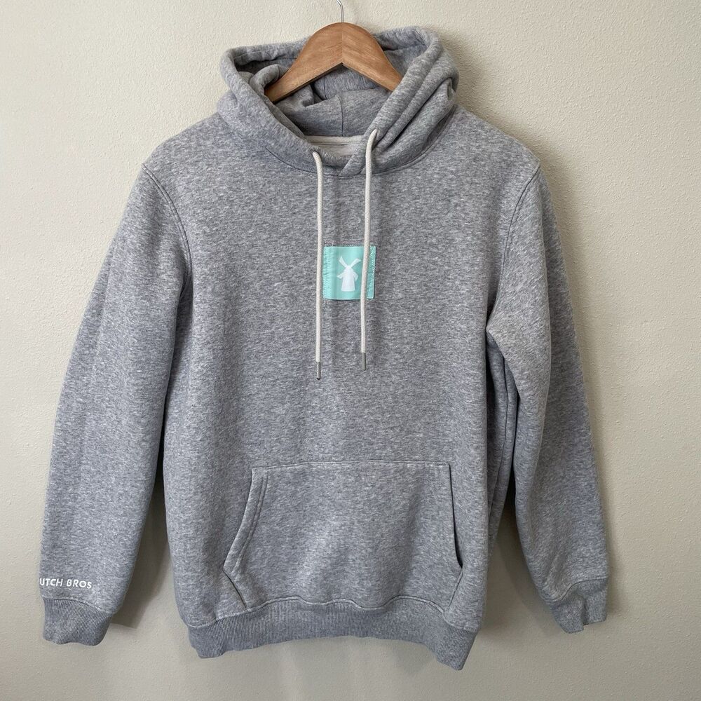 Dutch Bros Women’s L Grey Teal Hoodie Sweatshirt Embroidered Logo Hooded